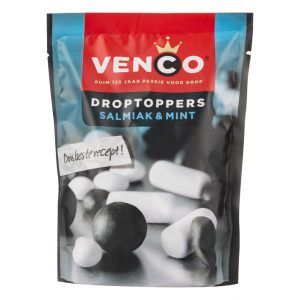 Venco – Droptoppers Salmiak & Mint – 215g